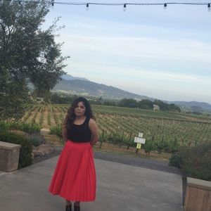 Kate Spade Long Pleated Coral Skirt